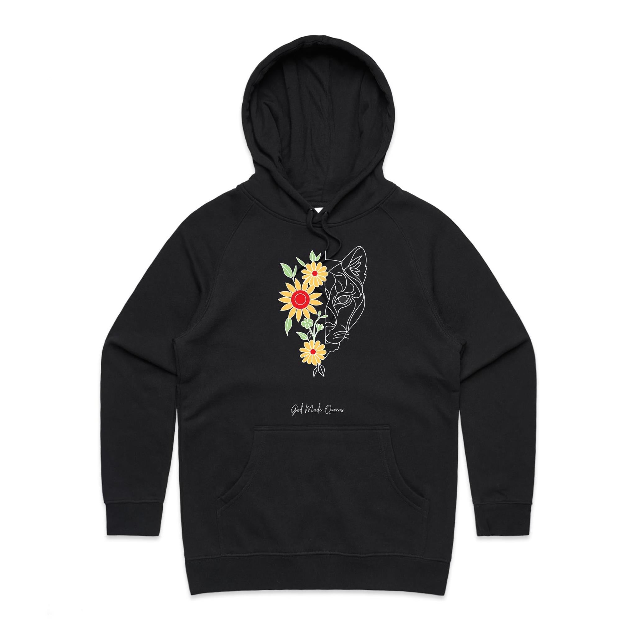 TIGER FLOWER Hoodie Front Print