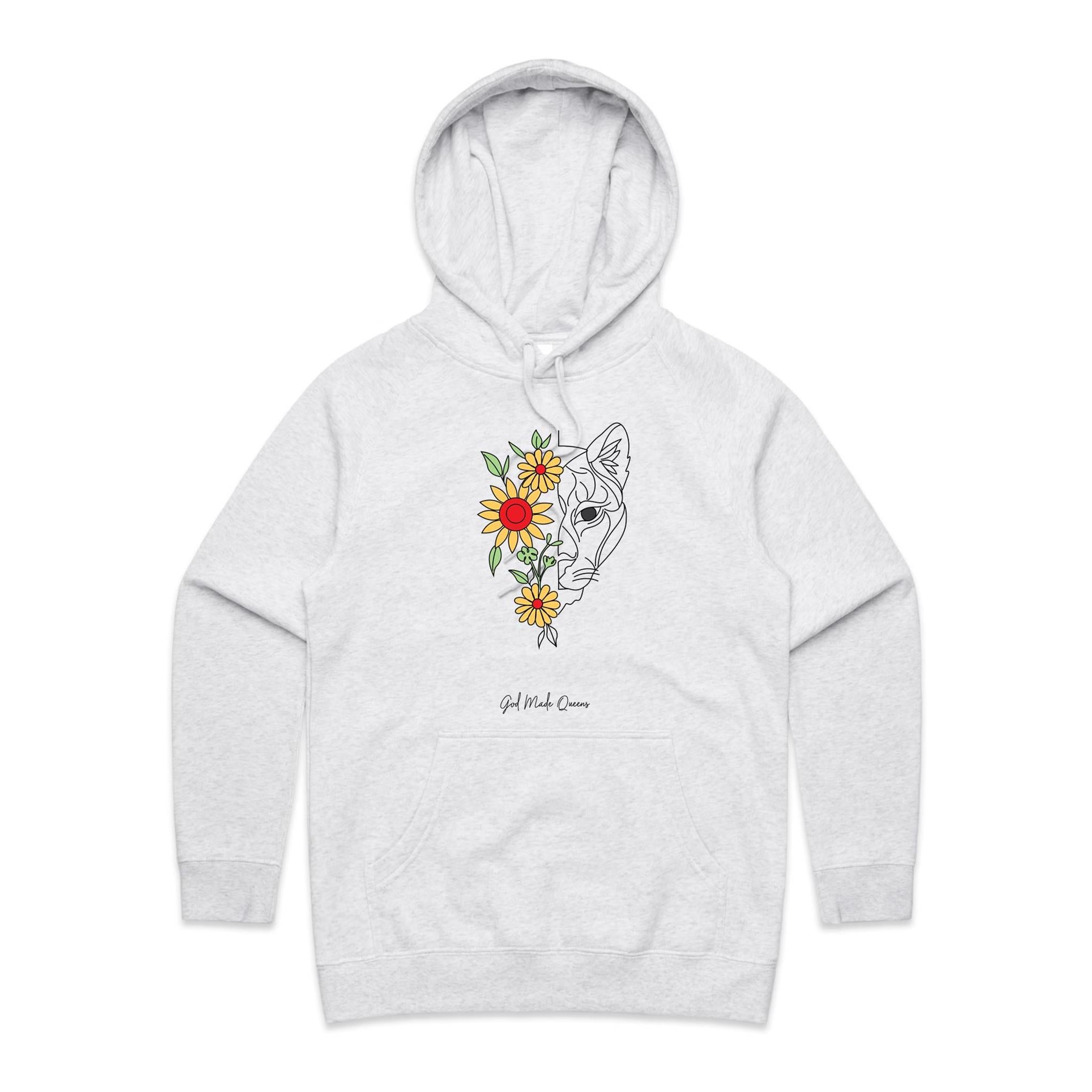 TIGER FLOWER Hoodie Front Print