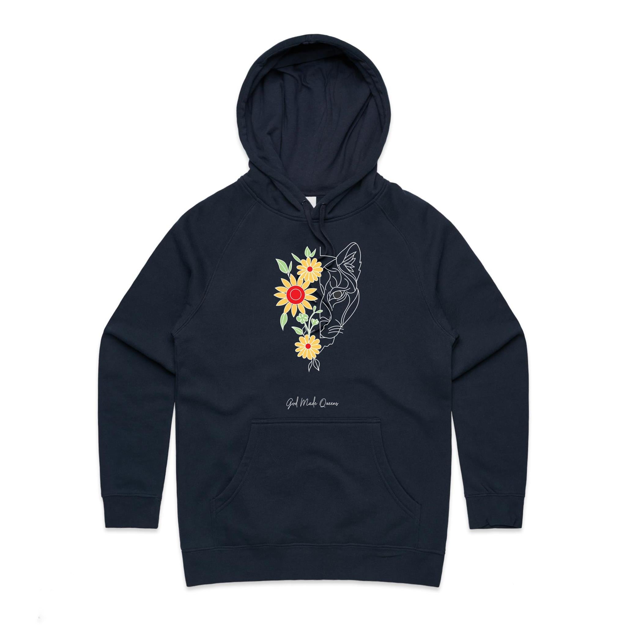 TIGER FLOWER Hoodie Front Print