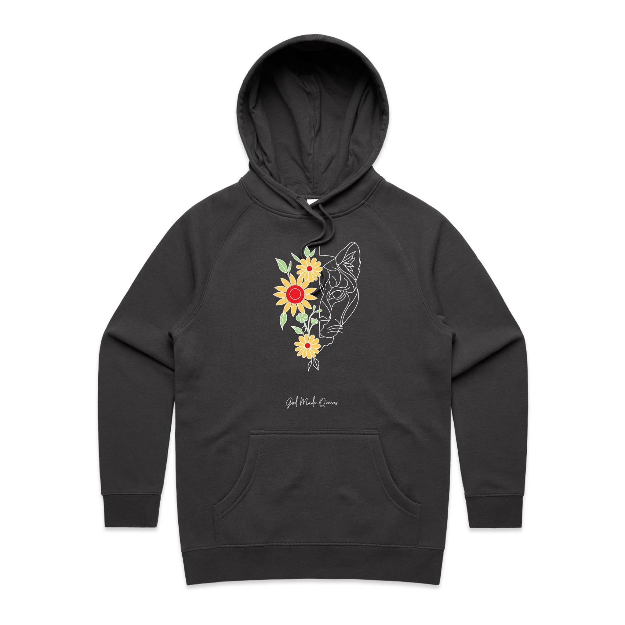 TIGER FLOWER Hoodie Front Print